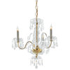 Traditional Crystal Three Light Polished Brass Up Mini Chandelier