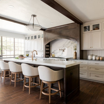 Painted Inset Cabinetry and Leathered Granite in a Transitional Edmond Kitchen