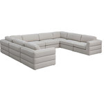 Meridian Furniture - Beckham Linen Textured Fabric 8-Piece Modular U-Shaped Sectional, Beige - Liven up your living space with this Beckham beige durable linen polyester fabric sectional. Its beige color complements any contemporary home decor, while its durable linen and polyester fabric upholstery provides you with a soft and comfortable place to sit. This sectional is modular, so you can create infinite configurations, which are easily attached using the attachment latch underneath. Its linen, wood, and foam construction guarantees stability for years to come.
