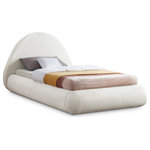 Meridian Furniture - Rudy Cream Teddy Fabric Twin Bed - Lend your bedroom a modern feel with this twin-size Rudy teddy fabric bed. A rounded headboard instantly draws the eye and grabs attention while the stacked design provides a contemporary feel to this lovely bedroom essential. The soft cream color blends seamlessly with your existing furniture, and a frame constructed from premium materials gives the bed durability, so it lasts for long-term use in your bedroom sanctuary.