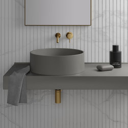 Nuvo Pebble Grey Round Countertop Stone Basin 450mm - Bathroom Sinks