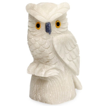 Novica Midnight Owl Onyx Statuette