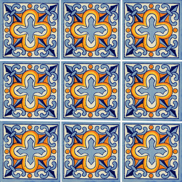 4"x4" Mexican Talavera Handmade Tiles, Set of 100