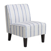Striped Armless Slipper Chair, Blue
