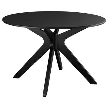 47" Dining Table, Round, Black, Wood, Modern, Cafe Bistro Hospitality