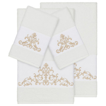 Scarlet 4-Piece Embellished Towel Set, White