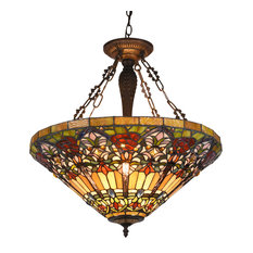 Chloe Lighting Alma Tiffany-Style 3-Light Inverted Ceiling Pendant 24" Shade