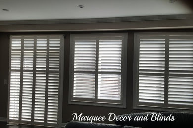 Marquee Decor & Blinds @ Work in Milton installing 3 1/2" Louver Shutters
