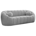Meridian Furniture - Elijah Boucle Fabric Upholstered Sofa, Grey - Sit back and relax in casual style when you bring home this Elijah boucle fabric sofa. Inspired by the unmistakably relaxed vibe created by a classic bean bag, this inviting sofa features a rounded design with deep channel tufting for added support and resilience. It comes with an accent pillow for even more welcoming comfort, and the sofa is upholstered all over with rich grey boucle fabric that beckons you to sit, rest, and take it easy.