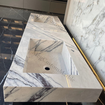 Mrs Corinne Bath Project 72" New York Marble Double Sink Vanity - Lilac Marble