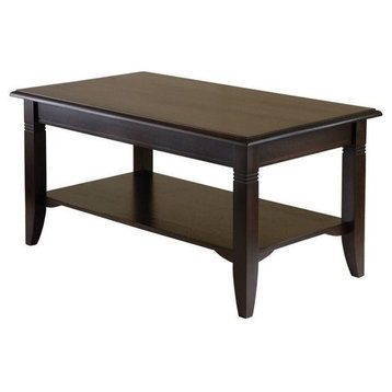 Pemberly Row Transitional Solid Wood Coffee Table in Cappuccino
