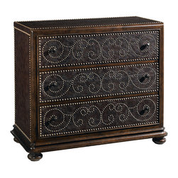 Whiskey Oak Leather Accent Chest - Nightstands And Bedside Tables