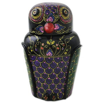 Handmade Owl and Its Secrets Lacquered wood box - Thailand