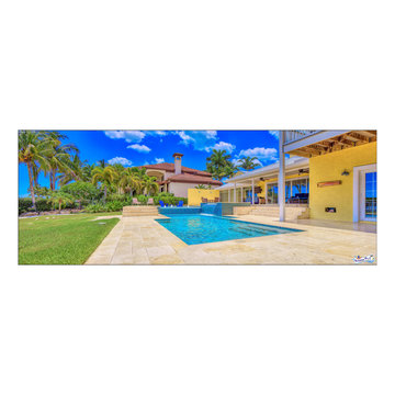 Bennett Nokomis, FL Custom Court Yard Swimming Pool & Spa With Raise Beach Area.