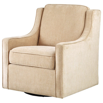 Madison Park Harris Transitional Patterned Swivel Lounge Chair, Cream
