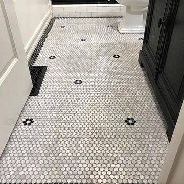 Black and white tile floor