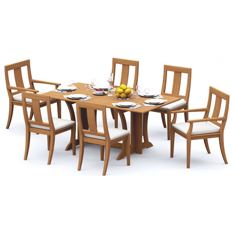 7-Piece Outdoor Patio Teak Dining Patio Set: 69" Folding Table, 6 Osbo Chairs