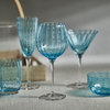 Pescara White Dot Wine Glasses, Set of 4, Aqua Blue