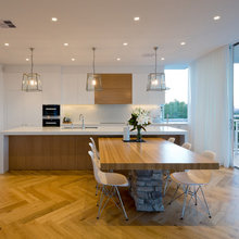 timber and white cabinets