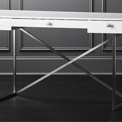 Avalon Hi-Gloss White Desk | CB2 - Baby And Kids
