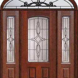 Prehung Sidelights-Transom Door 80 Fiberglass Marsais Arch Lite - Front Doors