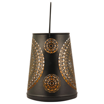 Metal Tealight and Votive Candle Holder in Black Gold Finish - 8"