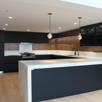 Walnut Wood Melamine & Black Fenix