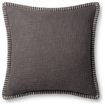 Loloi PLL0109 Grey 22'' x 22'' Cover, Poly Pillow