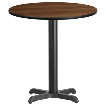 24'' Round Walnut Laminate Table Top with 22'' x 22'' Table Height Base