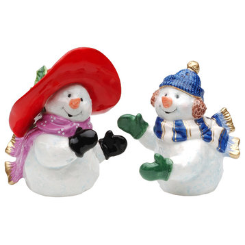 Romantic Snowman Couple Salt and Pepper Shakers, Set of 2