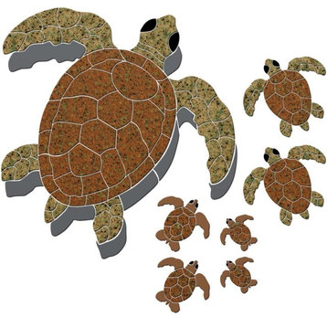 Turtle Group Ceramic Swimming Pool Mosaic Brown