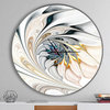 White Stained Glass Floral Art Oversized Modern Metal Clock, 36x36