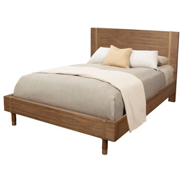 Alpine Furniture Easton Standard King Wood Platform Bed in Sand (Beige)