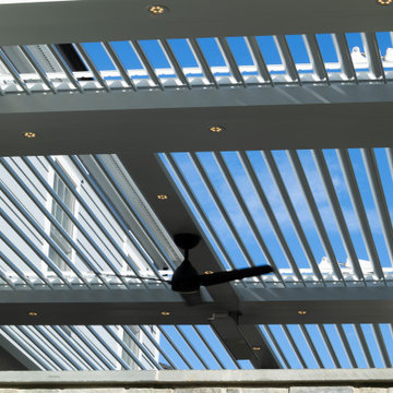 StruXure Pergola System over Outdoor Patio and Kitchen
