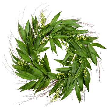 Vickerman 24" Artificial Green Willow Wreath