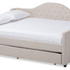 Baxton Studio Eliza Light Beige Fabric Full Size Daybed With Trundle