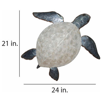 Sea Turtle Wall Decor Pewter With Pearl Shell