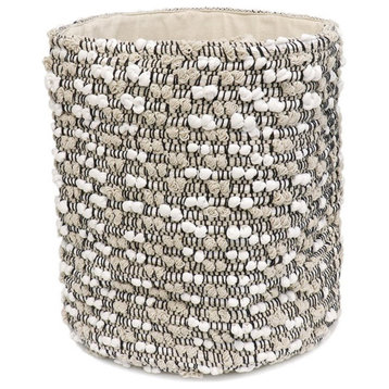 Pasargad Home Grandcanyon 16" Hand-Woven Cotton Basket in Beige/White
