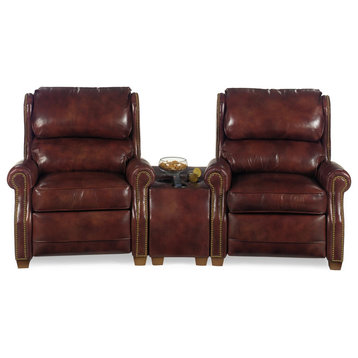 Wedge Home Theater Leather 2-Seat Hand-Crafted USA  Nailhead Trim