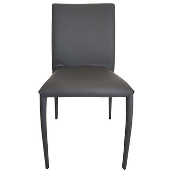 Stackable Dining Chair With PU Seat and Legs, Set of 4, Dark Gray