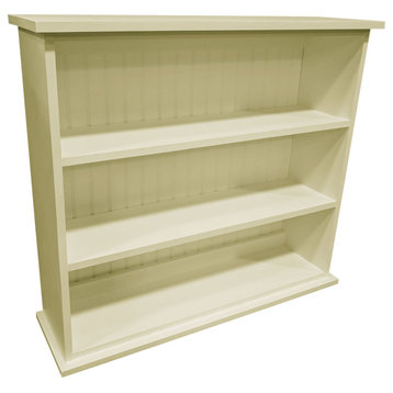 3 Shelf Bookcase, Solid Wood Bookshelf, Solid Cream