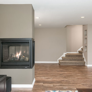Basement Stairs and Gas Fireplace