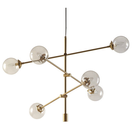 INK+IVY Cyrus 6-Globe Light Architectural Metal Chandelier, Gold