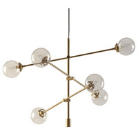 INK+IVY Cyrus 6-Globe Light Architectural Metal Chandelier, Bronze, Gold