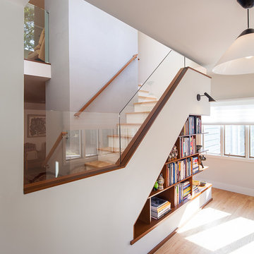 Bookcases built under new stair
