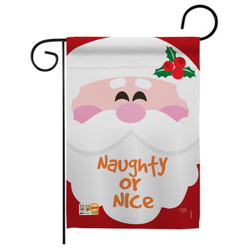 Naughty Or Nice Winter Decorative Vertical Double Sided Garden Flag