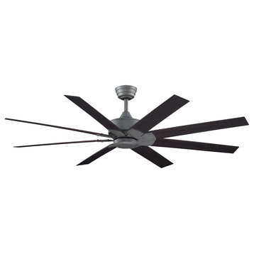 Levon 64" Ceiling Fan Galvanized With Dark Walnut Blades