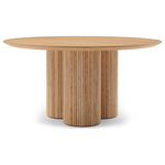 Meridian Furniture - Simba Dining Table, Natural, 60" Wide - Gather your favorite peeps around this Simba dining table. A sleek shade of white, this handsome mid-century designed table has a modish look that's perfect for both contemporary and traditional dining rooms. The natural oak veneer table top measures 60 inches, giving you oodles of room for place settings and lots of elbowroom for dinner guests. Made from ash wood and wood products, this sturdy table has a solid wood fluted base for added aesthetics.