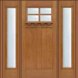 Prehung Side lights Door 80 Fiberglass Craftsman 4 Lite SDL Glass - Front Doors
