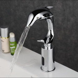Contemporary Dolphin Cold Sensor Chrome Finish Bathroom Sink Faucet - T0133 - Bathroom Sink Faucets